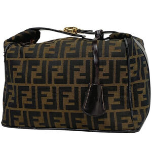 Fendi Zucca handbag vanity bag canvas brown